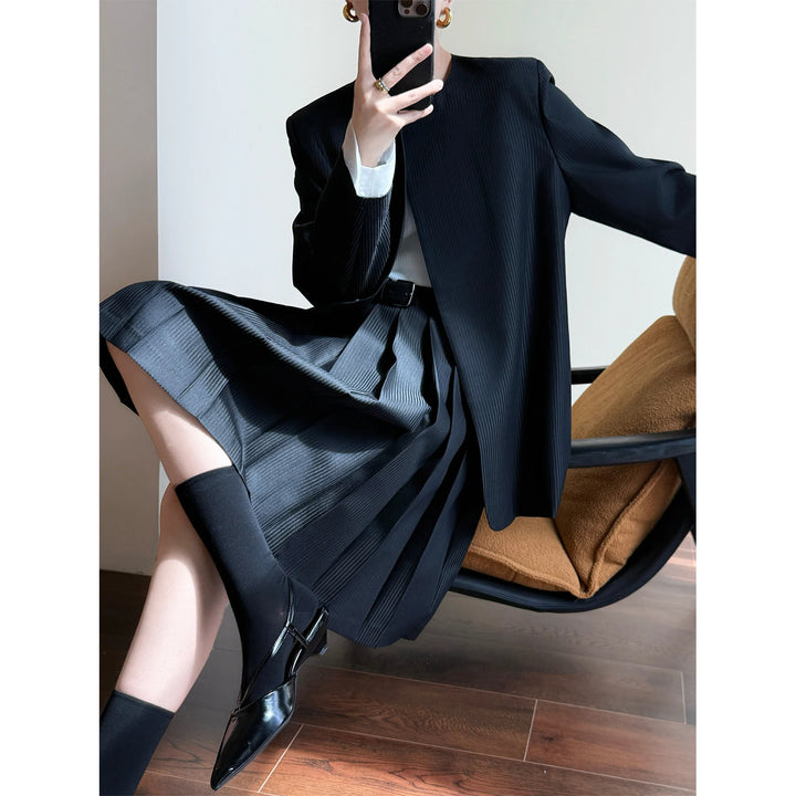 Damen Elegante Plisseejacke Drune