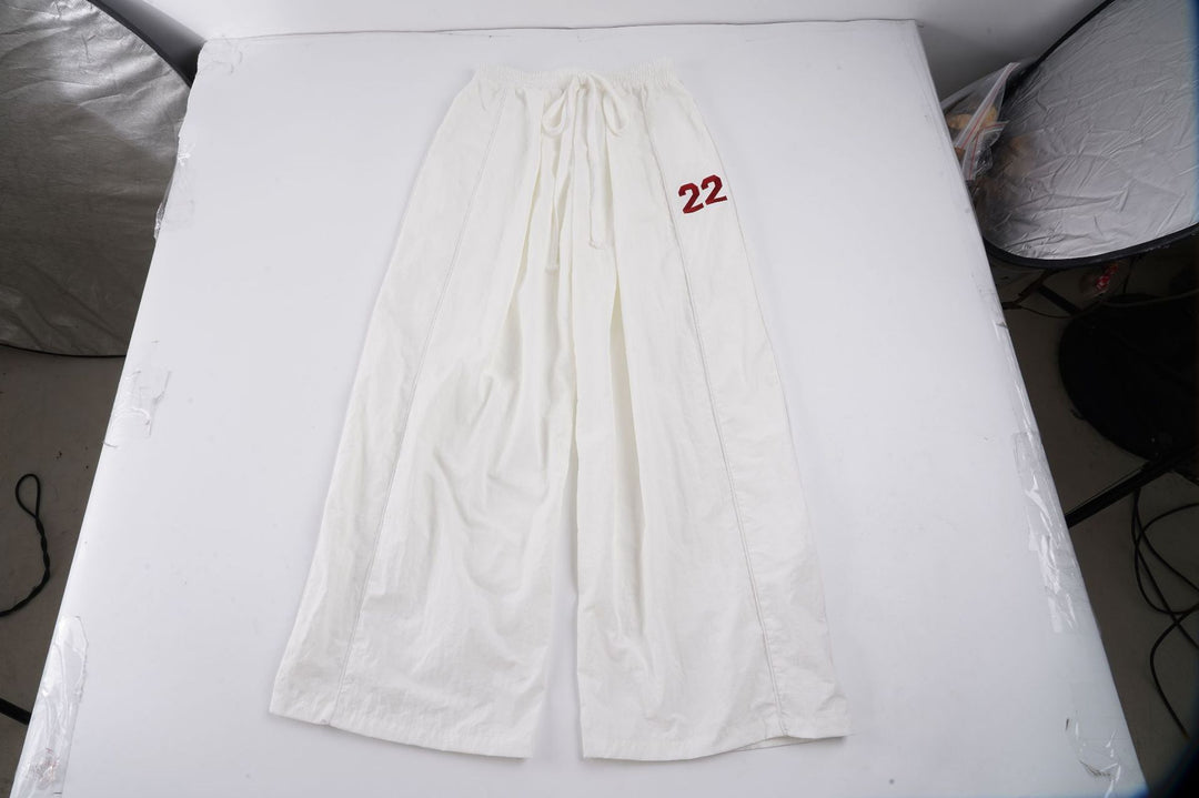 Damen Weite Leinenhose mit hohem Elastikbund, Kordelzug und legerem Palazzoschnitt Drune