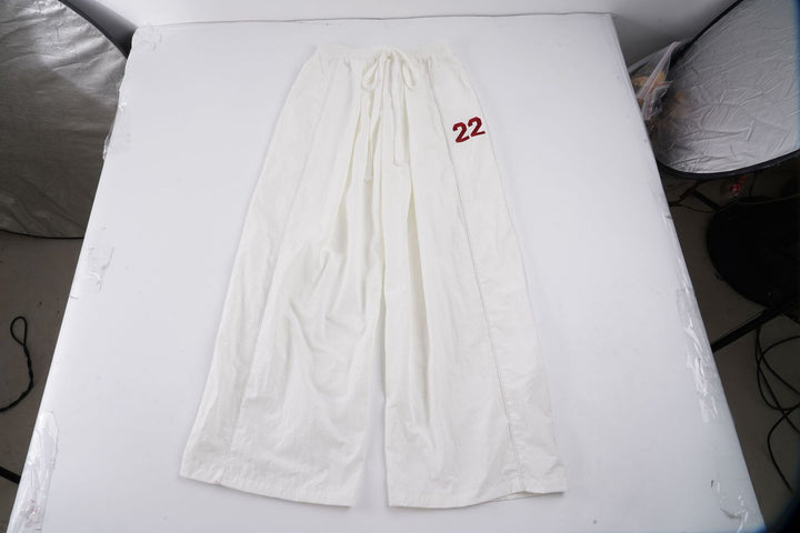 Damen Weite Leinenhose mit hohem Elastikbund, Kordelzug und legerem Palazzoschnitt Drune