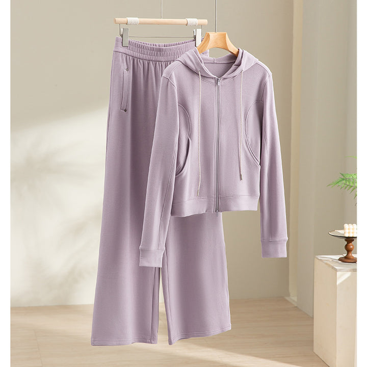 Damen Weite Satin-Loungehose mit elastischem Bund und Eingrifftaschen Drune