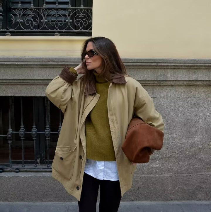 Damen nan kurze Utility-Fieldjacke mit Cordkragen, oversized Schnitt und aufgesetzten Klappentaschen Drune