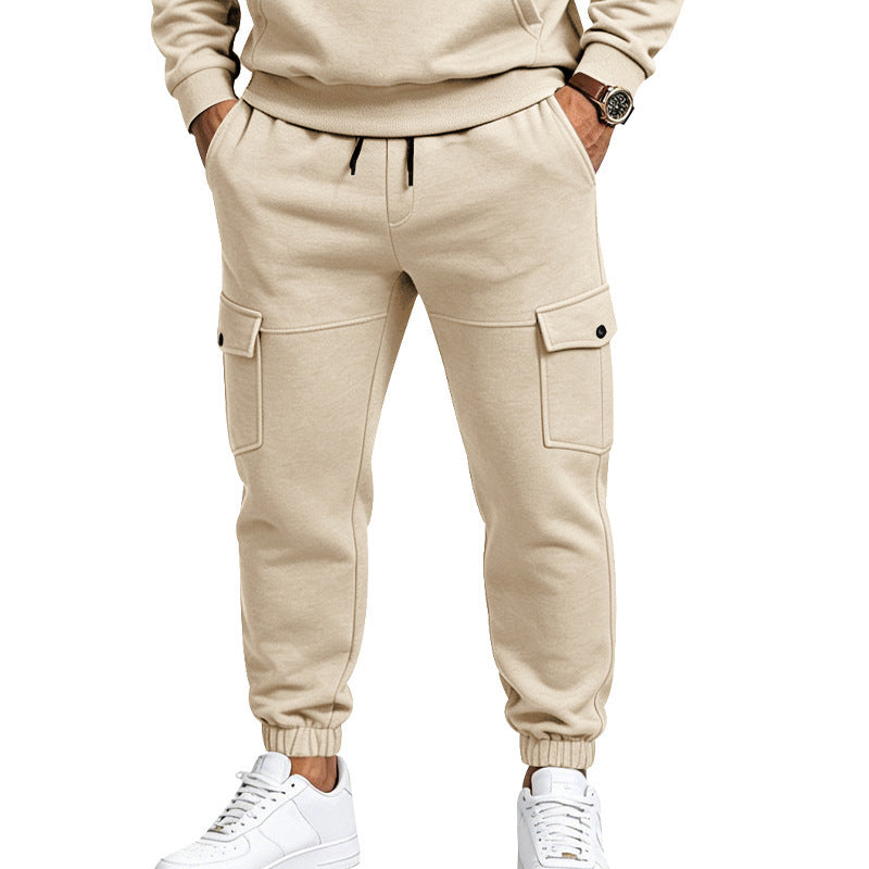 Herren Cargo-Jogginghose mit seitlichen Klappentaschen, Kordelzug und Elastischen Bündchen Drune