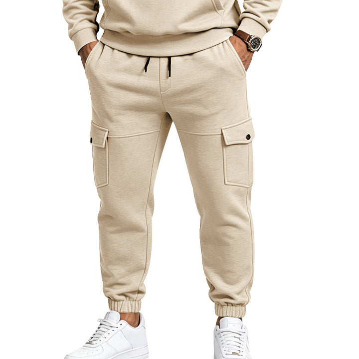 Herren Cargo-Jogginghose mit seitlichen Klappentaschen, Kordelzug und Elastischen Bündchen Drune