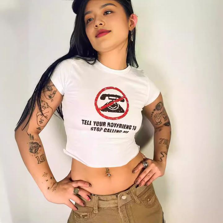 Damen Crop-T-Shirt mit Ihrem kreativen Spruch Drune