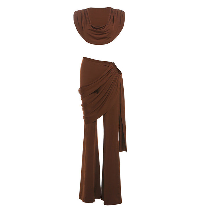 Damen Elegantes Ensemble mit fließendem Oberteil und weitem Bein Drune