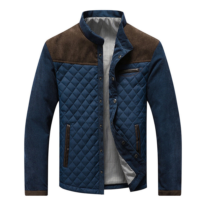 Herren Steppjacke mit Diamantsteppung, Kontrastbesatz und Stehkragen Drune