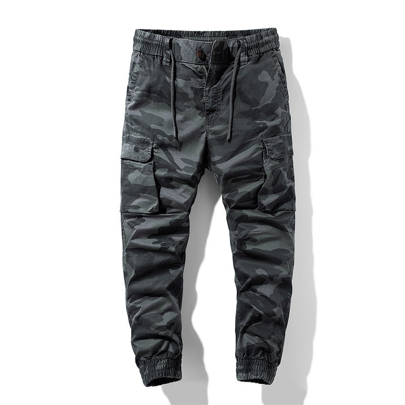 Herren Camouflage-Utility-Cargohose im Joggerstil mit Tunnelzugbund und verstärkten Kniepartien Drune