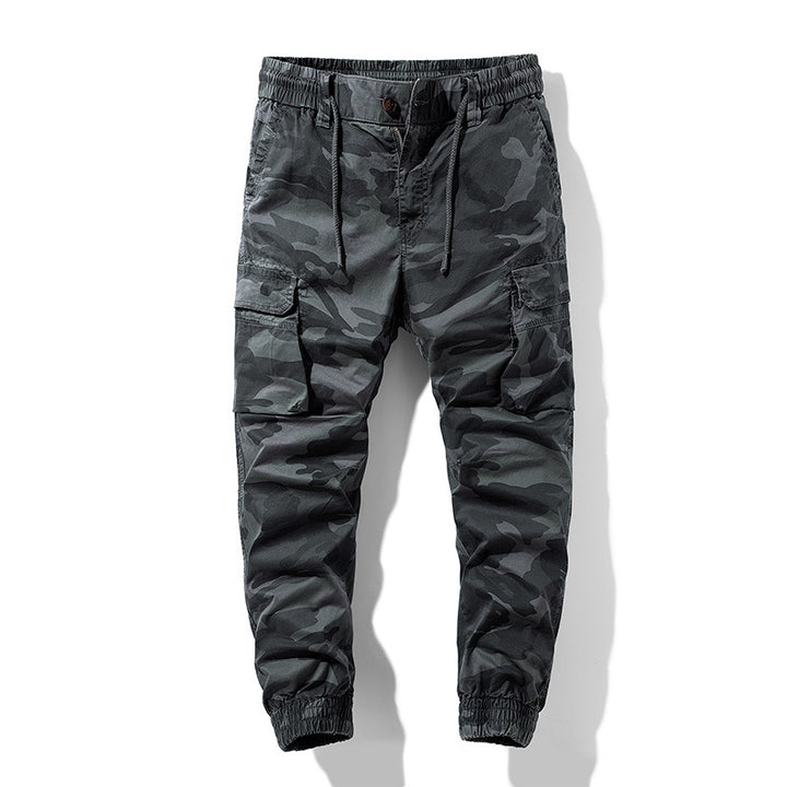 Herren Camouflage-Utility-Cargohose im Joggerstil mit Tunnelzugbund und verstärkten Kniepartien Drune