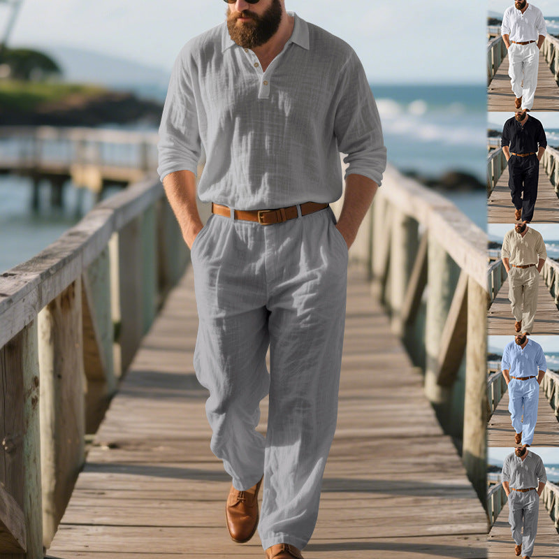 Herren modischer Zweiteiler mit Poloshirt und bequemen Bund Drune