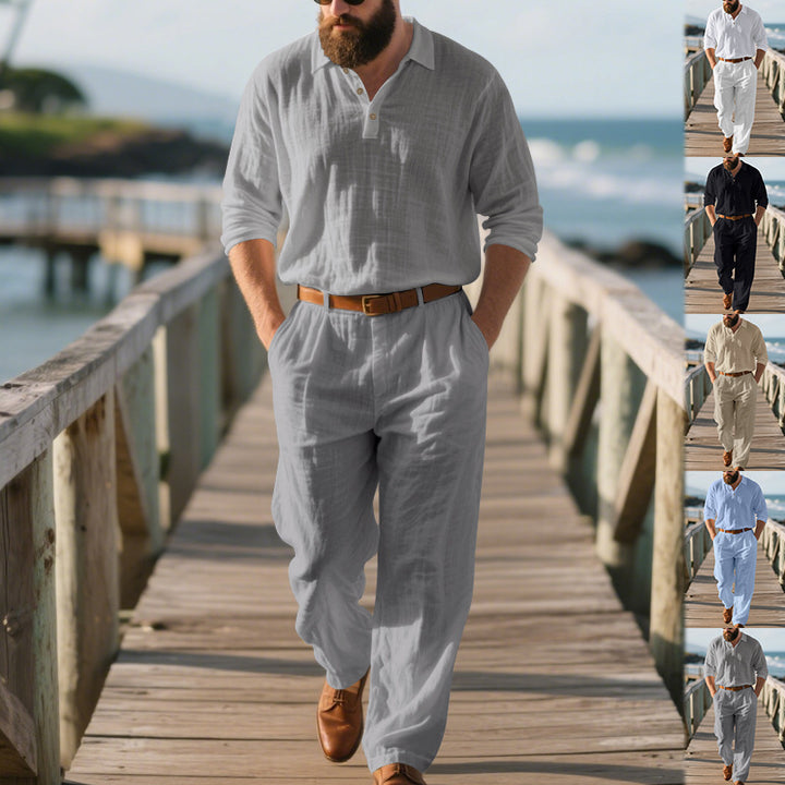 Herren modischer Zweiteiler mit Poloshirt und bequemen Bund Drune