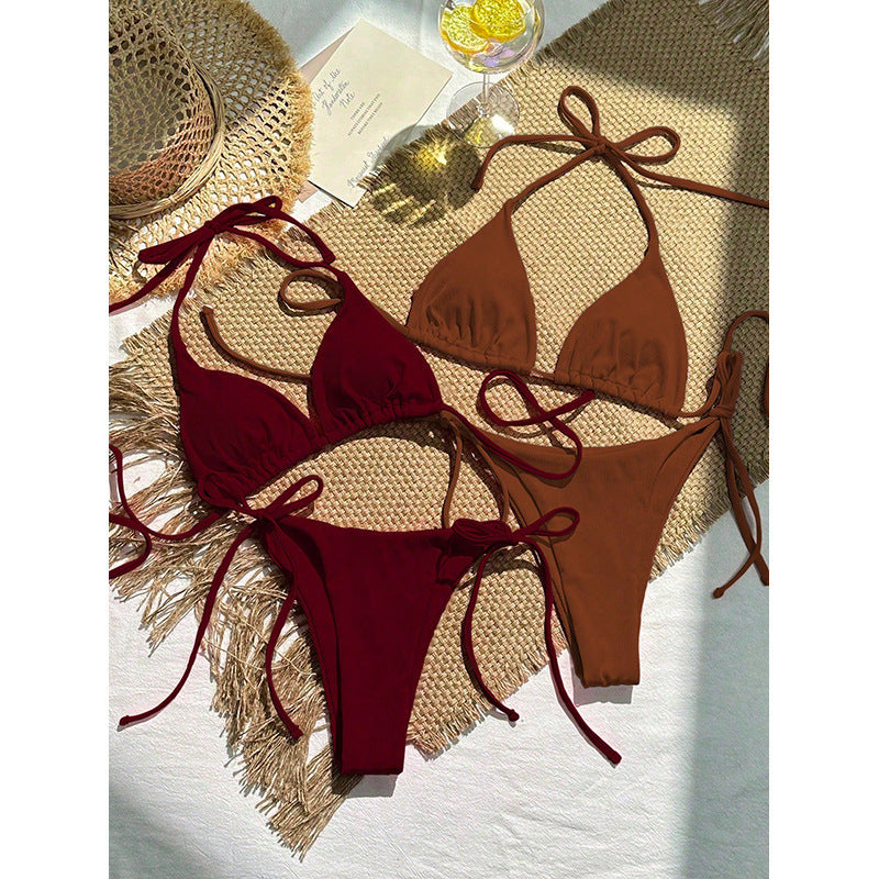 Damen Triangel-Bikini mit einstellbaren Schnürdetails Drune