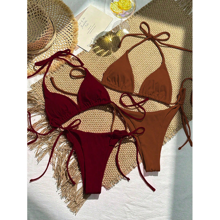 Damen Triangel-Bikini mit einstellbaren Schnürdetails Drune