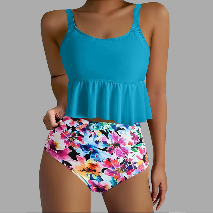 Damen Tankini-Set mit fließendem Oberteil und hoher Taille Drune