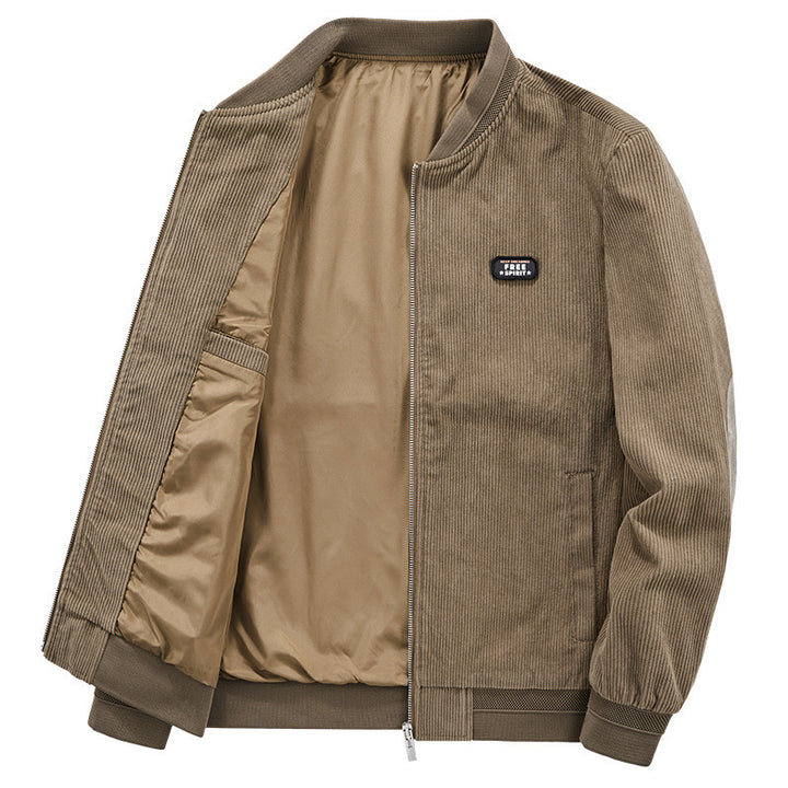Herren Leichter Cordblouson mit wattiertem Innenfutter, Rippbündchen und Logo-Patch Drune