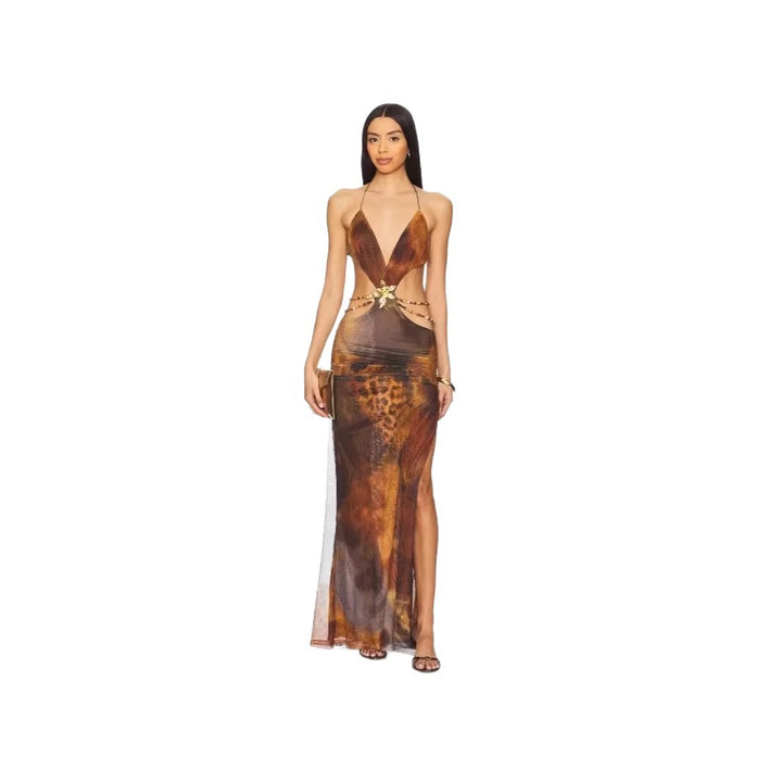 Damen Maxi-Kleid mit verführerischem tiefem Ausschnitt und elegantem Schnitt Drune