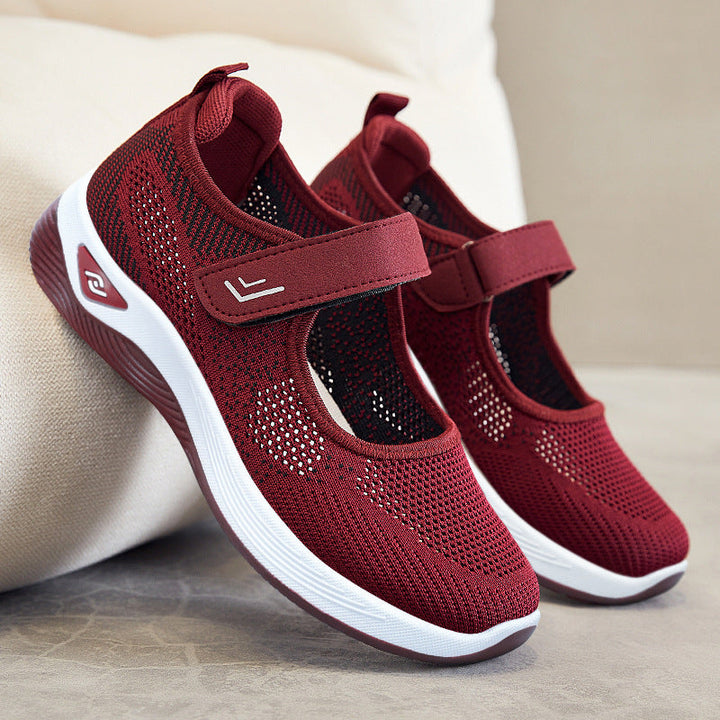 Damen Sportliche Sneakers mit Klettverschluss und atmungsaktiver Netzstruktur Drune