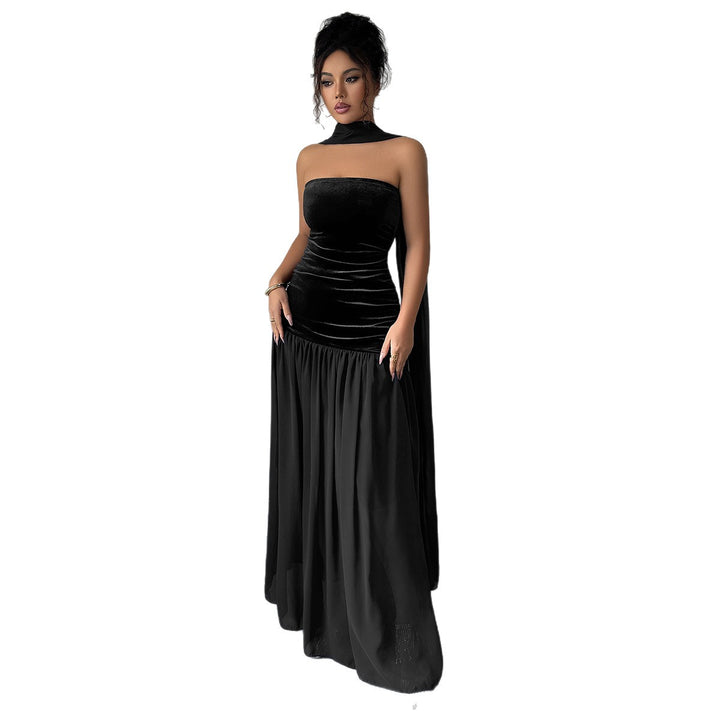 Damen Elegantes Abendkleid mit schulterfreiem Design und fließendem Rock Drune