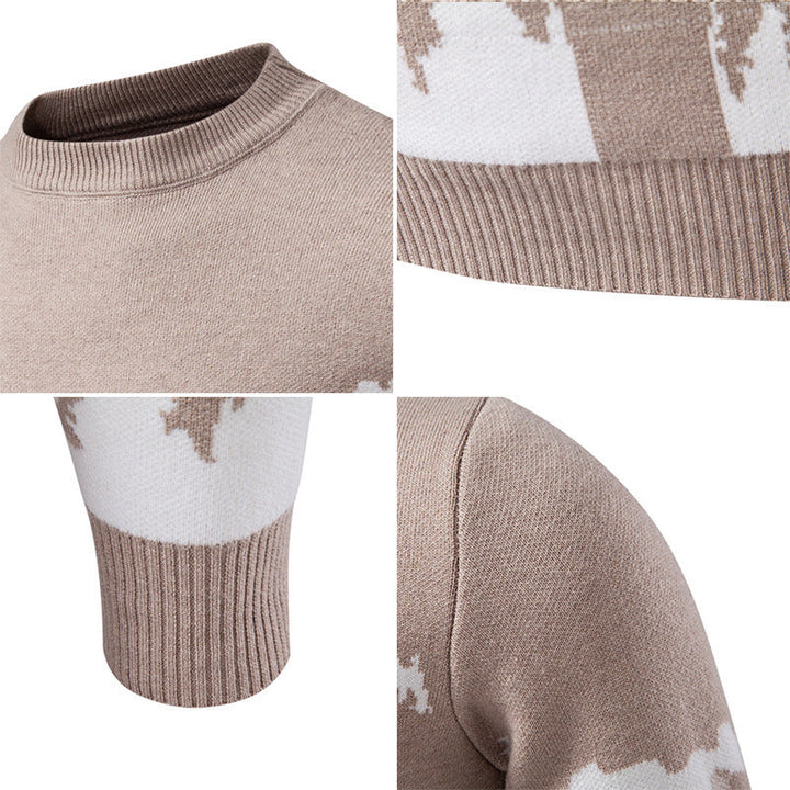 Herren Strickpullover mit Bergmotiv und hohem Kragen Drune