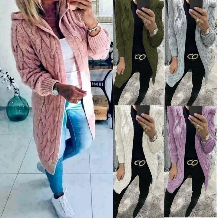 Damen Grobstrick-Cardigan mit nostalgischem Zopfdesign und praktischen Taschen Drune