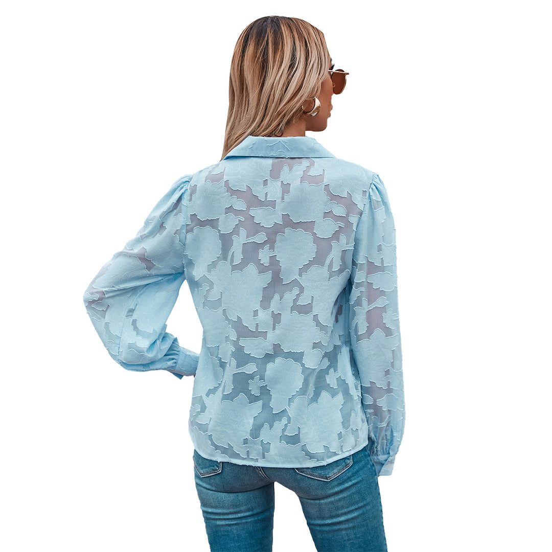 Damen Bluse mit ballonförmigen Ärmeln und floralem Design Drune