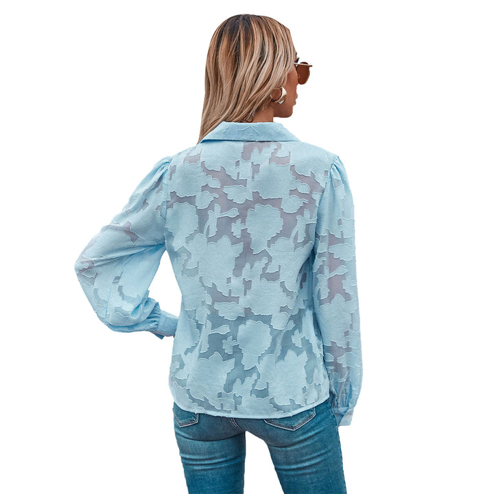Damen Bluse mit ballonförmigen Ärmeln und floralem Design Drune