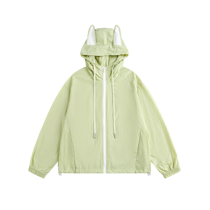 Damen Leichter Kapuzen-Anorak mit Ohrenapplikation und Tunnelzug Drune