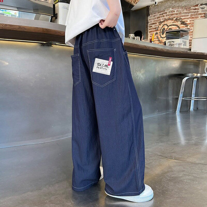 Unisex weite Denim-Hose mit elastischem Bund Drune