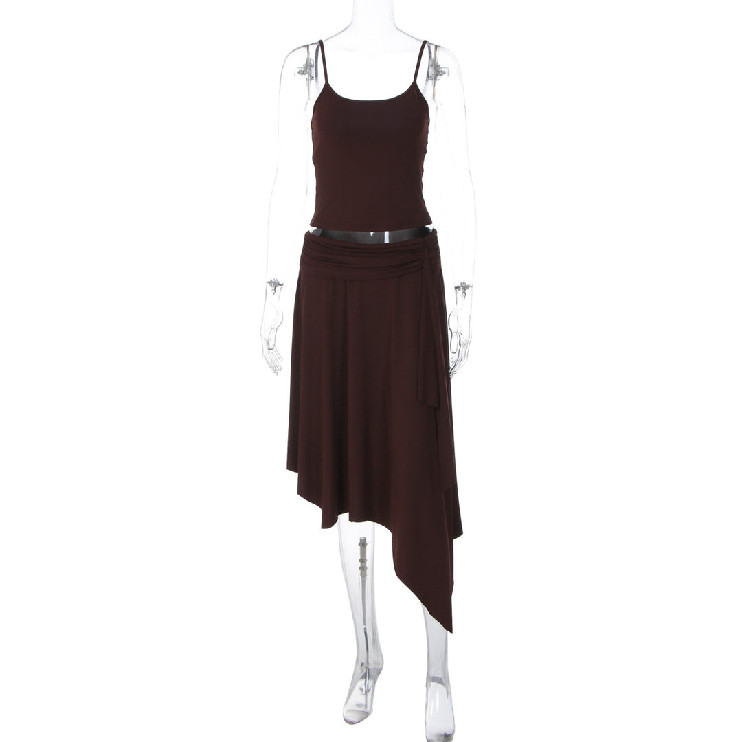 Damen Lässiges Sommerkleid mit asymmetrischem Saum und verstellbaren Trägern Drune