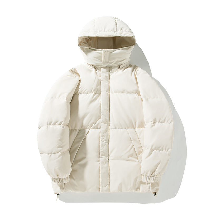 Unisex Daunenoptik-Kapuzenparka mit hohem Kinnschutz, verdecktem Reißverschluss und Tunnelzug Drune