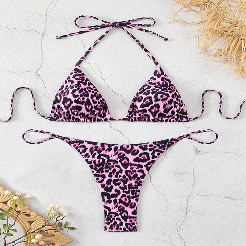 Damen Triangel-Bikini mit modischem Leopardenmuster Drune