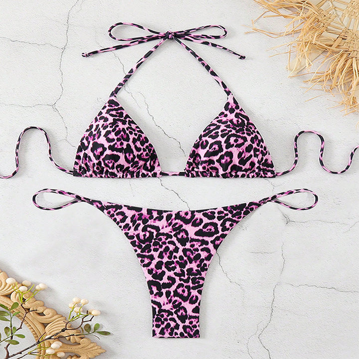 Damen Triangel-Bikini mit modischem Leopardenmuster Drune