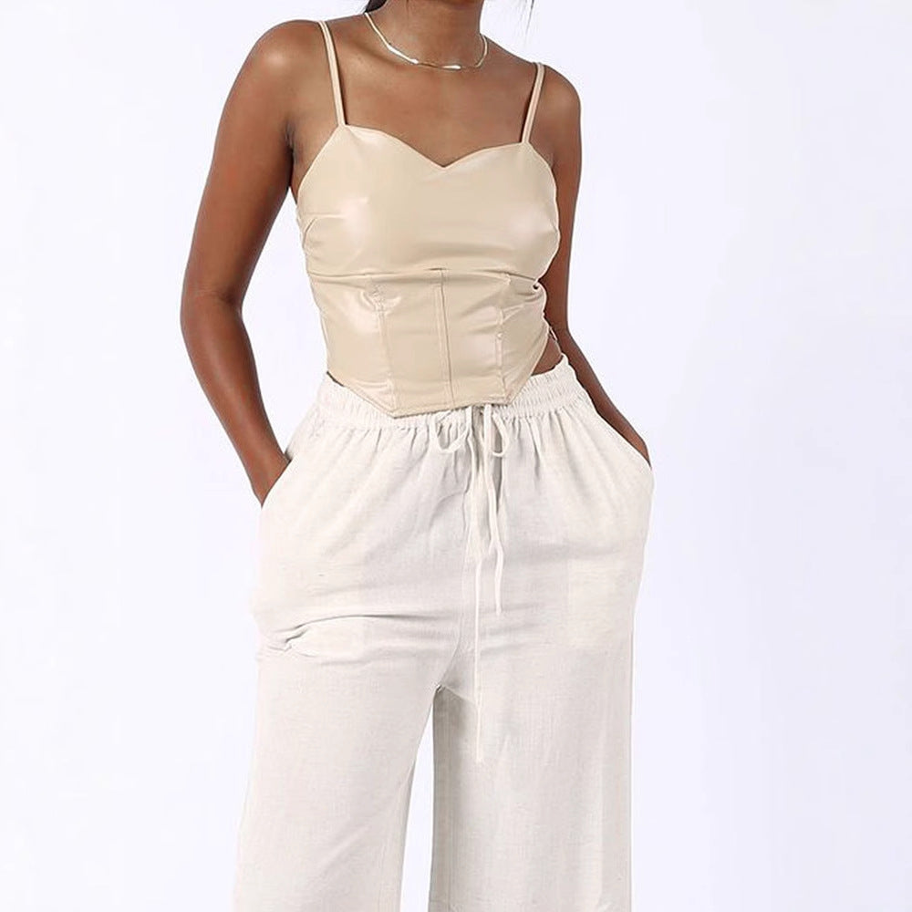 Damen Cropped Top mit elegantem V-Ausschnitt und figurbetonter Passform Drune