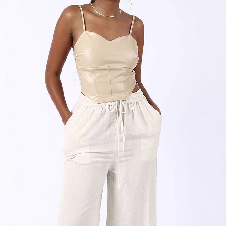 Damen Cropped Top mit elegantem V-Ausschnitt und figurbetonter Passform Drune