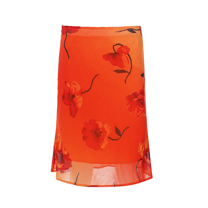 Damen luftiger Maxirock mit floralem Muster Drune