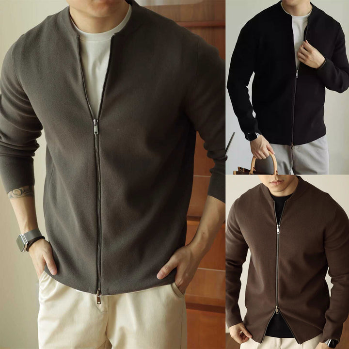 Herren Elegante Strickjacke mit durchgehendem Reißverschluss Drune