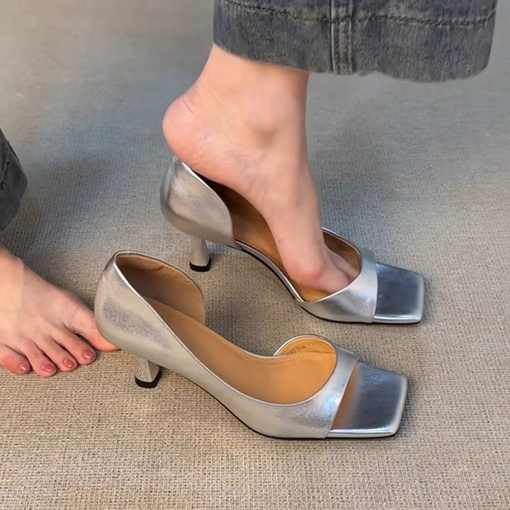 Damen Elegante Quadratische Zehen Absatzsandalen Drune