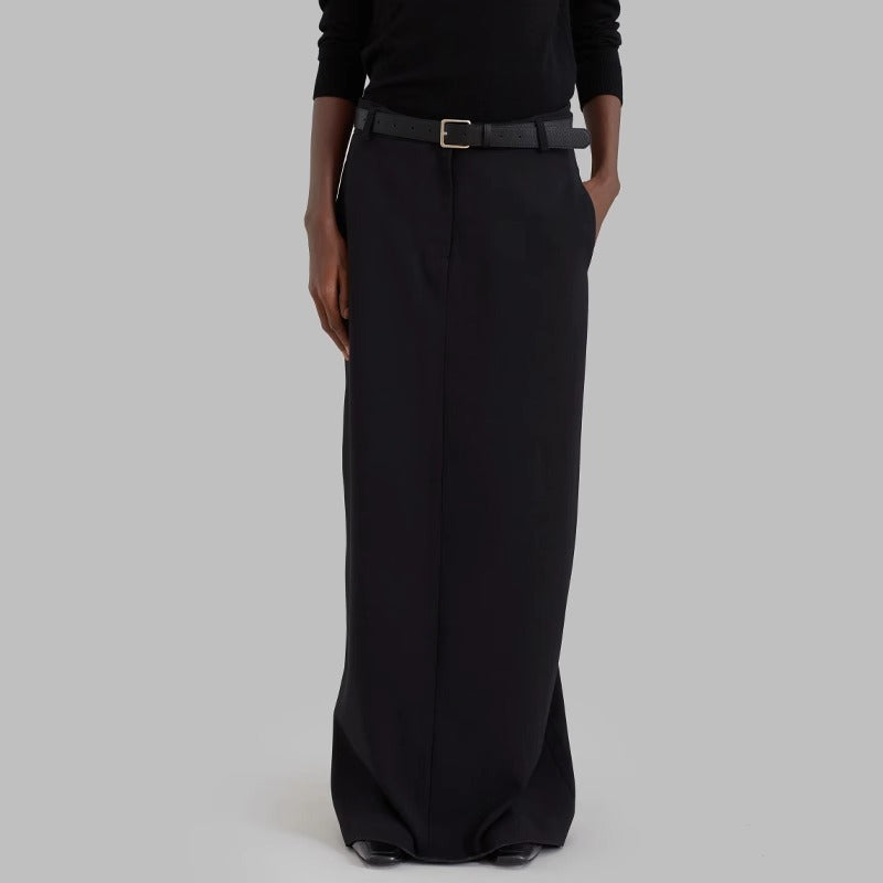 Damen Eleganter Maxirock mit Gürtelschlaufen und klassischer Silhouette Drune