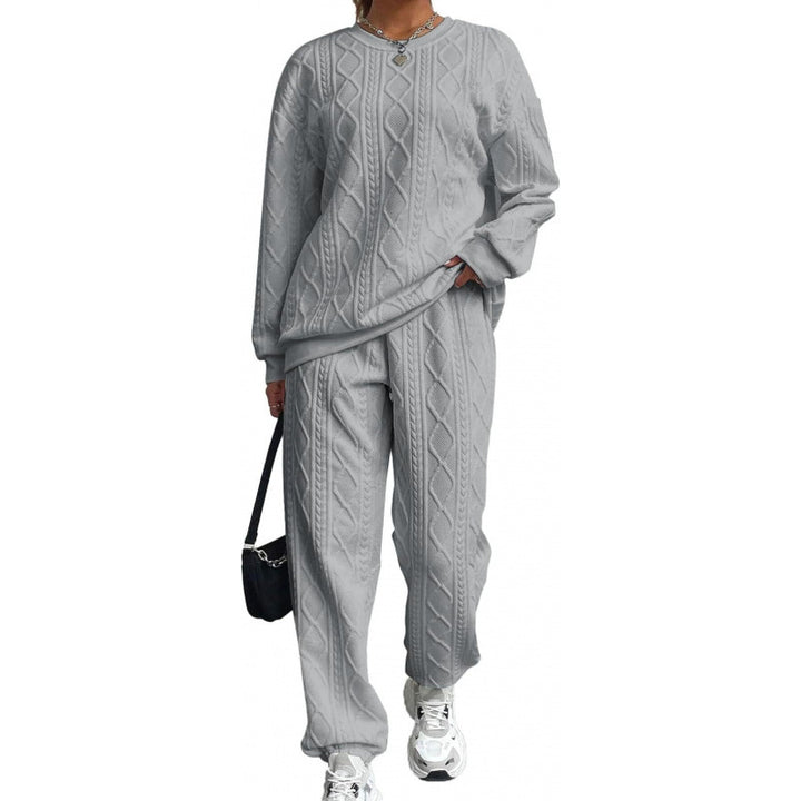 Damen modisches Strick-Loungewear-Set mit lässigem Schnitt und strukturierter Oberfläche Drune
