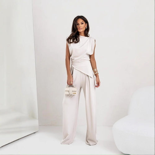 Damen Eleganter Jumpsuit mit asymmetrischem Oberteil Drune