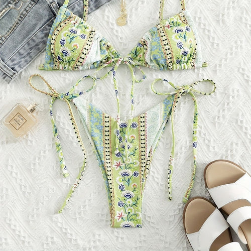 Damen Triangel-Bikini mit verspieltem Design und verstellbaren Trägern Drune