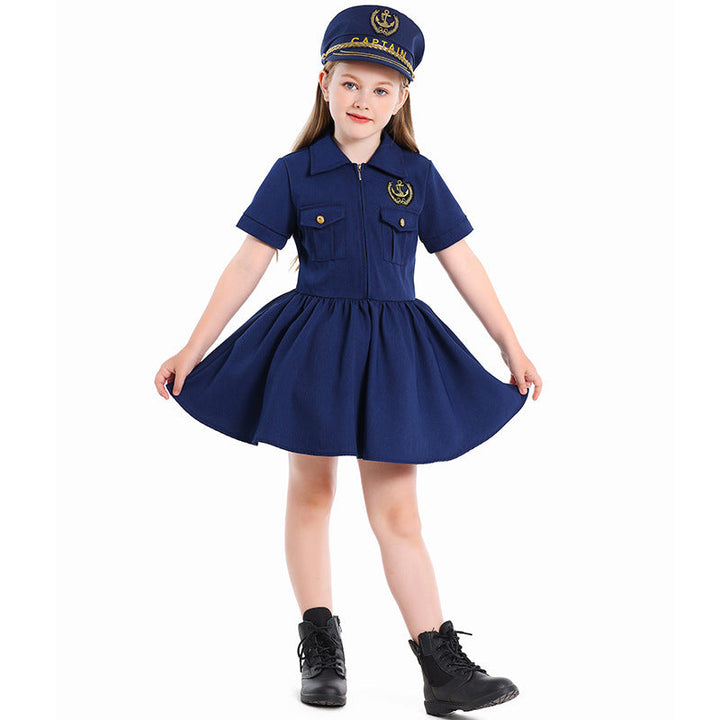 Mädchen Polizeikostüm mit Kleid und Mütze Drune