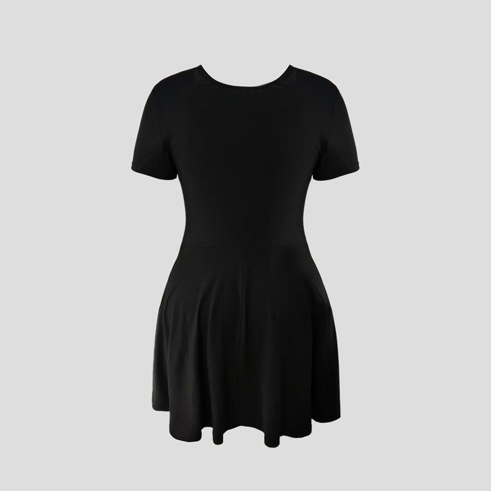 Damen Cocktailkleid mit tiefem V-Ausschnitt und Schleifendetail Drune
