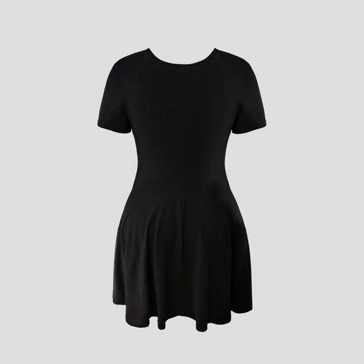 Damen Cocktailkleid mit tiefem V-Ausschnitt und Schleifendetail Drune