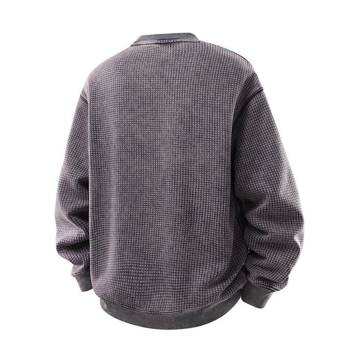 Herren Oversize-Waffelstruktur-Sweatshirt mit Rundhals und gerippten Bündchen Drune