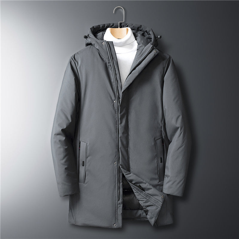 Herren moderner Urban-Longparka mit versteckter Reißverschlussblende und ergonomischer Kapuze Drune