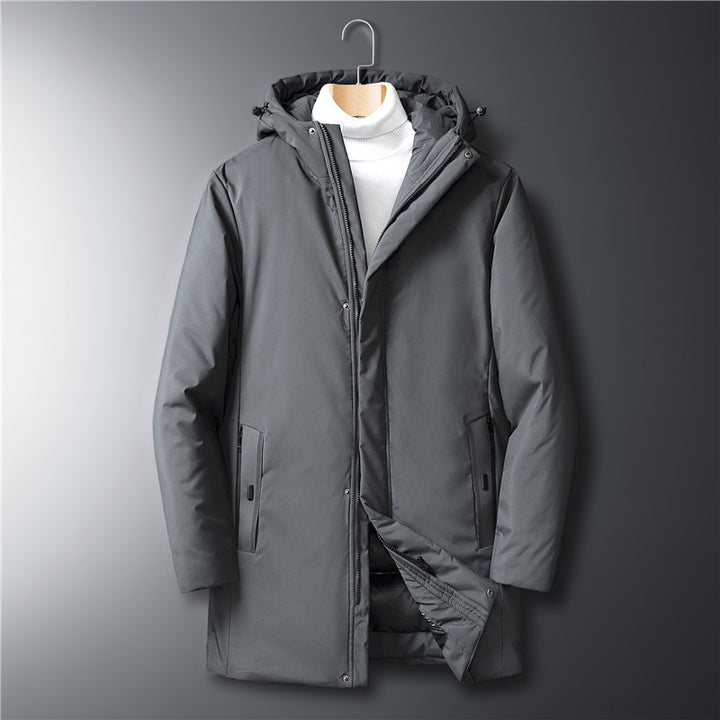 Herren moderner Urban-Longparka mit versteckter Reißverschlussblende und ergonomischer Kapuze Drune