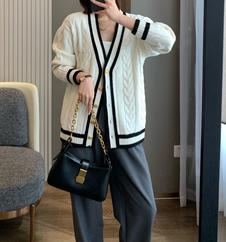Damen Strickjacke mit elegantem Zopfdesign Drune