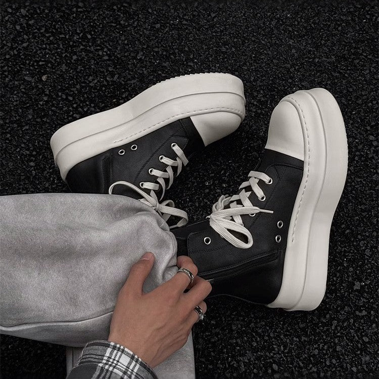 Unisex High-Top Plateausneaker aus Leder mit sculpted Plateau-Sohle Drune