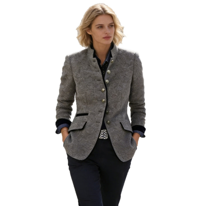 Damen nan klassische Trachtenjacke mit Stehkragen und dekorativen Zierknöpfen Drune