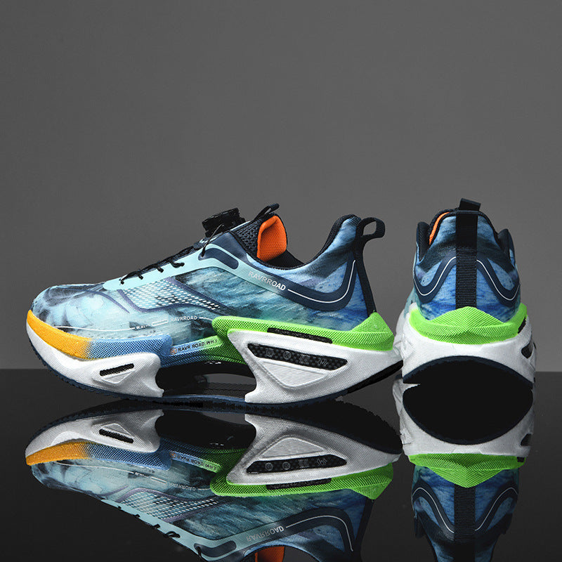 Damen gedämpfte Fashion-Plateau-Sneaker mit sichtbarer Luftkammersohle und elastischem Schaft Drune